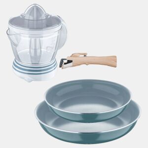 Frigideiras de indução Click&Cook Ø24Ø28cm e espremedor de 1,2L