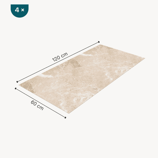 Revestimento de parede Bladel 4 painéis PVC 120x60cm - Pedra Bege neu.haus Revestimento de parede Bladel 4 painéis PVC 120x60cm - Pedra Bege neu.haus