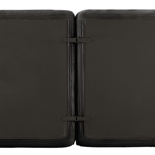Sofá modular em L de 3 lugares - com otomano, estofado em veludo cotelê - preto