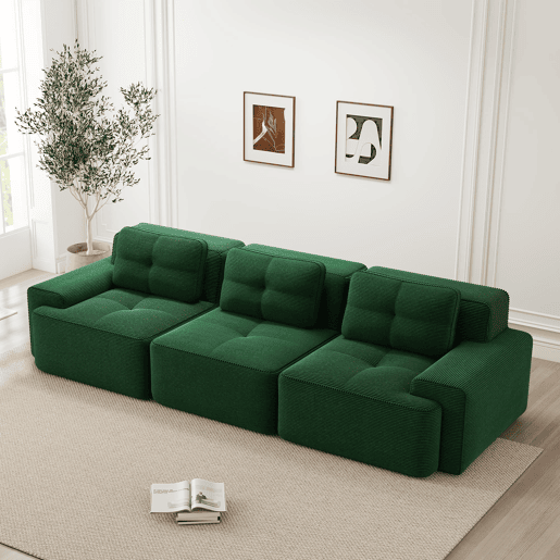 Sofá modular de 3 lugares - Cloud, profundo e confortável, sem montagem - Verde Sofá modular de 3 lugares - Cloud, profundo e confortável, sem montagem - Verde