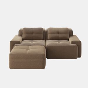 Sofá modular Boneless de 2 lugares - em forma de L, profundo, confortável, com otomano e estofado em veludo cotelê - castanho
