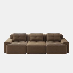 Sofá modular de 3 lugares - Cloud, profundo e confortável em veludo canelado, montagem livre - Castanho