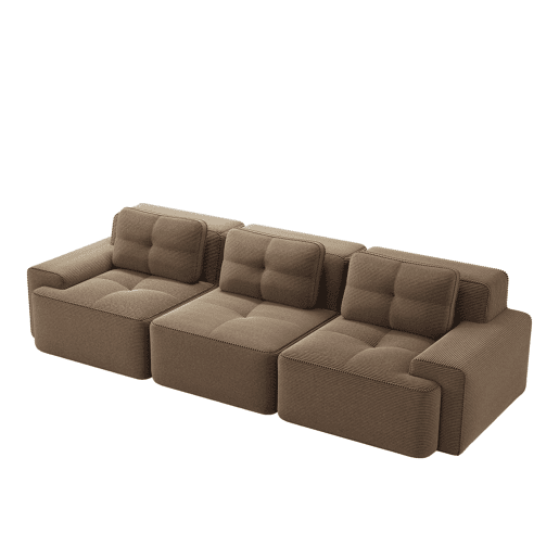 Sofá modular de 3 lugares - Cloud, profundo e confortável em veludo canelado, montagem livre - Castanho