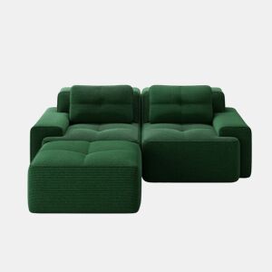 Sofá modular Boneless de 2 lugares - em forma de L, assento profundo, confortável, com otomano - Verde