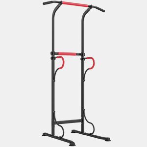 HOMCOM Barra de Elevações com Altura Ajustável Estação de Flexões Resistente para Ginásio em Casa Máquina de Elevações Multifuncional para Treino de Força 98x84x171-219 cm Preto