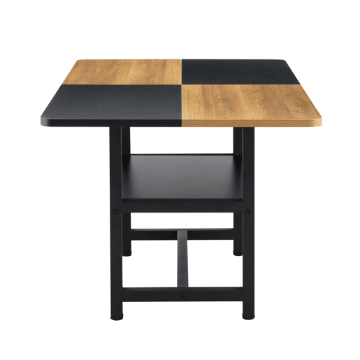 Conjunto de mesa e cadeiras 160x90x76 cm - Mesa retangular com prateleira multifuncional e 6 cadeiras de couro branco - Branco, Madeira Conjunto de mesa e cadeiras 160x90x76 cm - Mesa retangular com prateleira multifuncional e 6 cadeiras de couro branco - Branco, Madeira