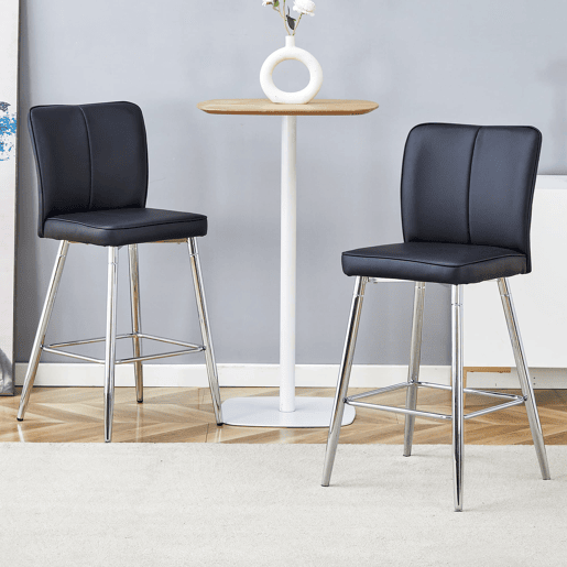 Banco de bar 101 cm - Ergonomia e conforto, design elegante - Preto e prateado