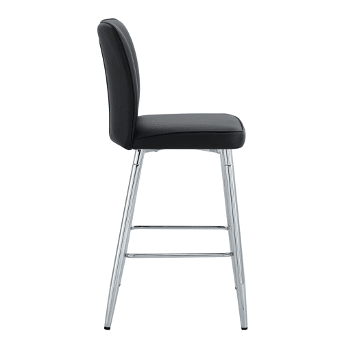 Banco de bar 101 cm - Ergonomia e conforto, design elegante - Preto e prateado