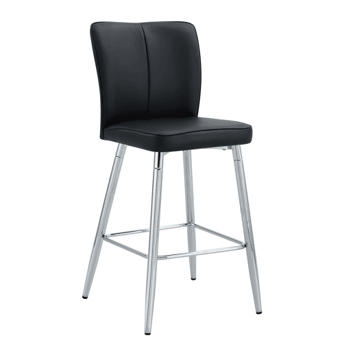 Banco de bar 101 cm - Ergonomia e conforto, design elegante - Preto e prateado