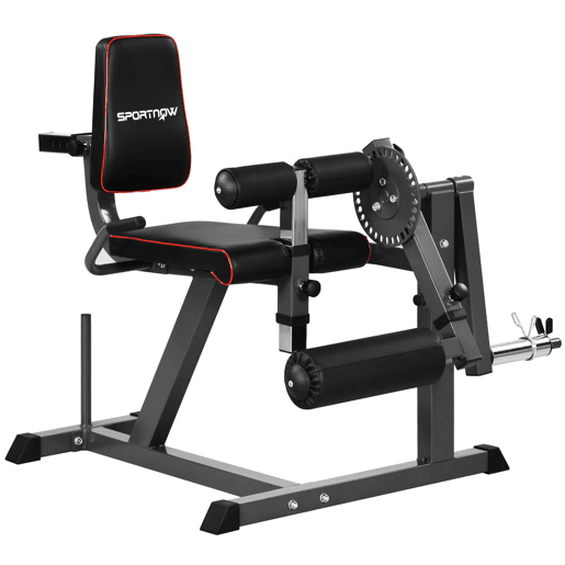 SPORTNOW Máquina de Extensão e Flexão de Pernas Ajustável com Carga de Discos para Treino de Glúteos Coxas e Panturrilhas para Ginásio em Casa SPORTNOW Máquina de Extensão e Flexão de Pernas Ajustável com Carga de Discos para Treino de Glúteos Coxas e Panturrilhas para Ginásio em Casa