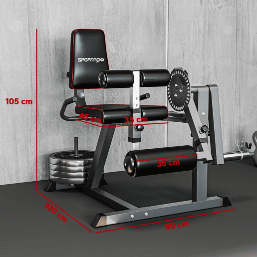 SPORTNOW Máquina de Extensão e Flexão de Pernas Ajustável com Carga de Discos para Treino de Glúteos Coxas e Panturrilhas para Ginásio em Casa SPORTNOW Máquina de Extensão e Flexão de Pernas Ajustável com Carga de Discos para Treino de Glúteos Coxas e Panturrilhas para Ginásio em Casa