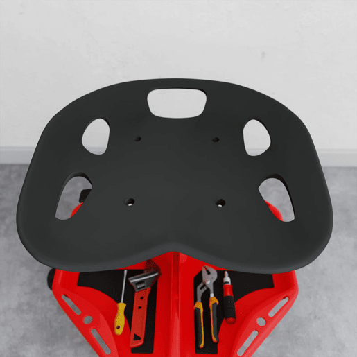 HOMCOM Banco de Oficina Móvel com Bandeja Magnética Altura Ajustável de 52u201359,5 cm Carga 135 kg Banco para Mecânico com Rodas para Garagem Reparação de Automóveis Vermelho