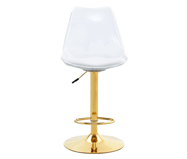 Taburetes de bar 2 uds - asiento pu giratorio 360°, respaldo transparente, regulable - dorado/transparente