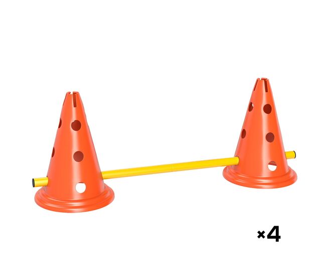 Pawhut juego de agilidad para perros, vallas de obstáculos de entrenamiento de coordinación, 8 conos 30 cm de altura, 4 barras 80 cm de longitud y