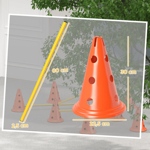 PawHut Kit de Agilidade para Cães Barreiras de Obstáculos para Treino de Coordenação 8 Cones de 30 cm de Altura 4 Barras de 80 cm e Bolsa de Transporte para Desporto e Animais de Estimação
