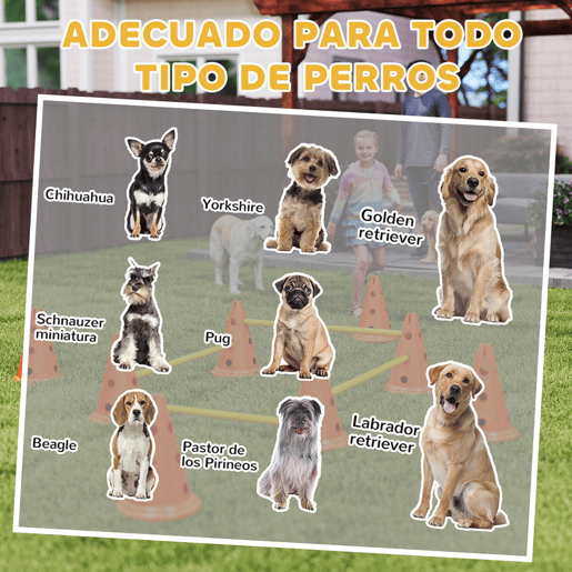PawHut Kit de Agilidade para Cães Barreiras de Obstáculos para Treino de Coordenação 8 Cones de 30 cm de Altura 4 Barras de 80 cm e Bolsa de Transporte para Desporto e Animais de Estimação