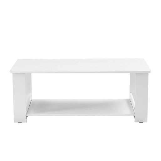 Mesa auxiliar moderna 110x55x42 cm - 2 níveis de armazenamento - Branco madeira