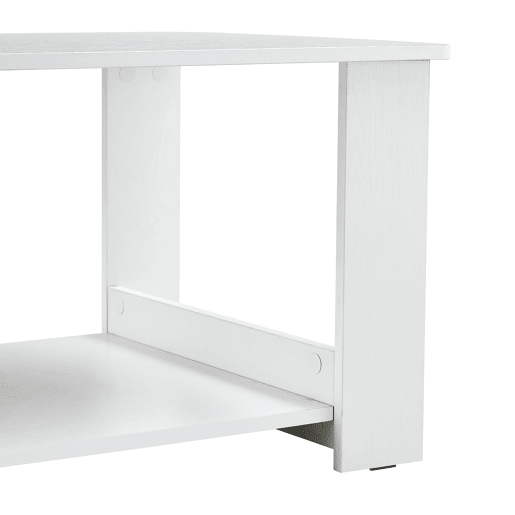 Mesa auxiliar moderna 110x55x42 cm - 2 níveis de armazenamento - Branco madeira