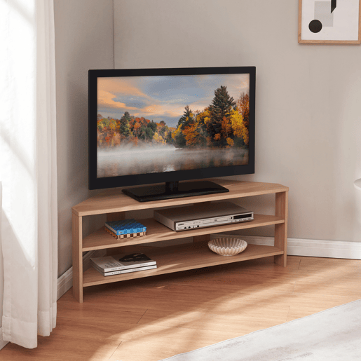 Mesa de TV Berg biselada 110x36x42 cm aspeto carvalho en.casa
