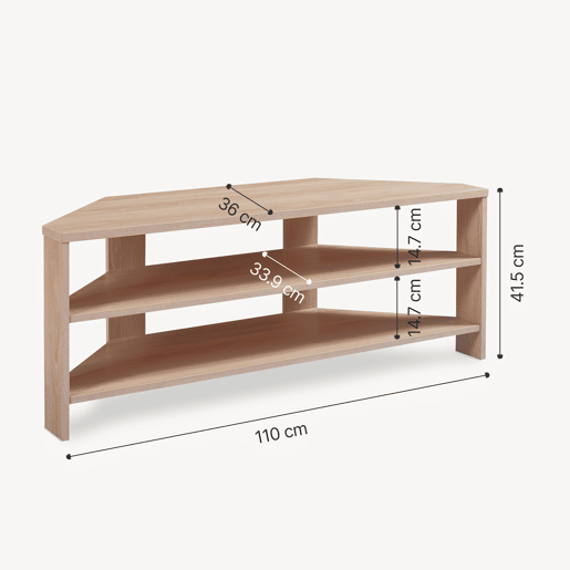 Mesa de TV Berg biselada 110x36x42 cm aspeto carvalho en.casa