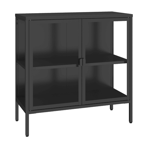 Aparador de vitrinas Borshavisa 2 portas vidro transparente 80x80x35 cm preto en.casa Aparador de vitrinas Borshavisa 2 portas vidro transparente 80x80x35 cm preto en.casa