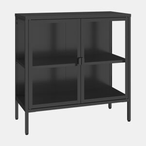 Aparador de vitrinas Borshavisa 2 portas vidro transparente 80x80x35 cm preto en.casa