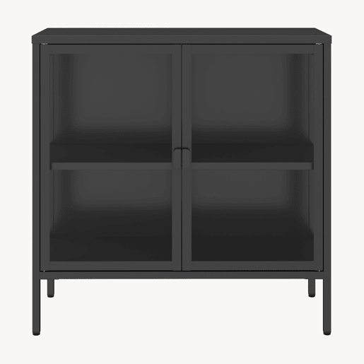 Aparador de vitrinas Borshavisa 2 portas vidro transparente 80x80x35 cm preto en.casa Aparador de vitrinas Borshavisa 2 portas vidro transparente 80x80x35 cm preto en.casa