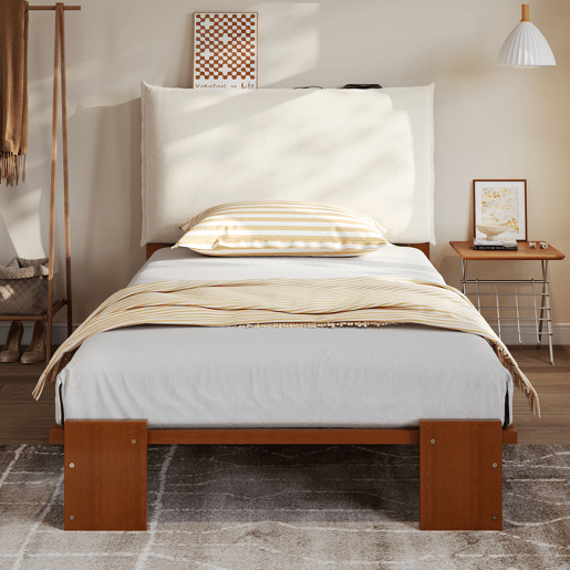Cama juvenile,cama de solteiro de madeira maciça 90x200 cm,castanho