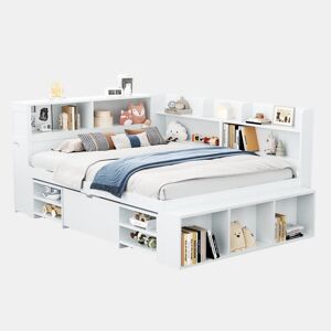 Cama juvenile,cama de casal de mdf 140x200 cm,branco