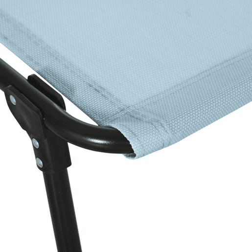 Outsunny Espreguiçadeira Dobrável Jardim Exterior Reclinável 4 Posições com Apoio de Cabeça e Estrutura em Aço Carga 120 kg para Terraço Piscina Praia 189x58x30 cm Azul Claro
