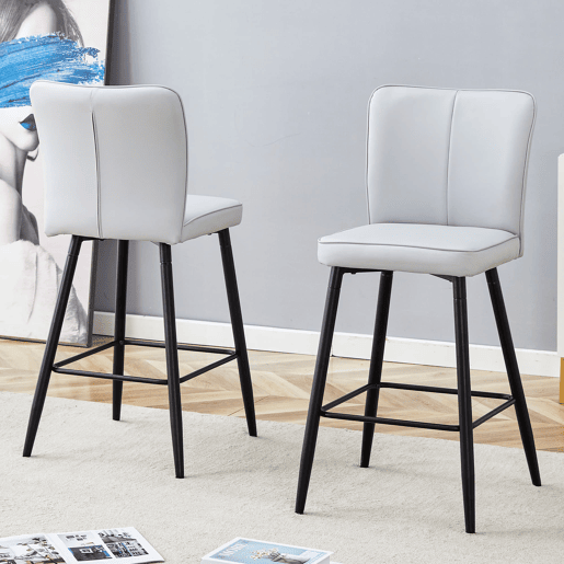 Bancos de bar 101 cm - ergonómicos e confortáveis PU - pretocinza claro