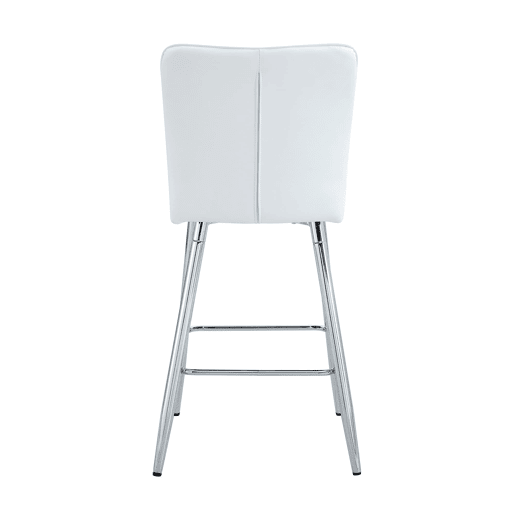 Banco de bar 101 cm - PU branco, encosto ergonómico, confortável e elegante - Branco+Prata