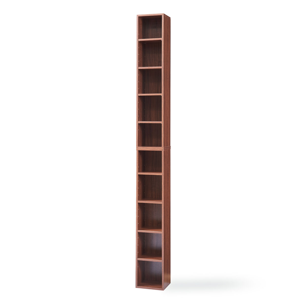 Estantería para cds tynset 10 compartimientos 187x20x17cm - efecto nogal [en.casa]