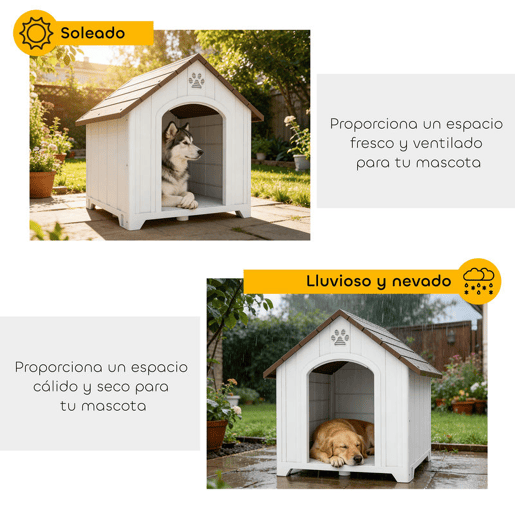 PawHut Casota para Cães de Exterior Casota para Cães Extragrandes em Plástico Impermeável com 2 Janelas Base Elevada Estacas Fácil de Montar 102x94x103 cm Castanho Escuro