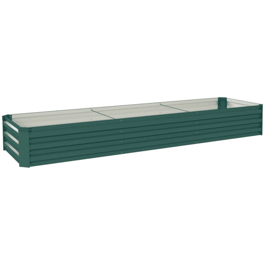 Outsunny Floreira Exterior Grande Retangular em Aço Galvanizado Horta Urbana para Cultivar Plantas e Ervas Floreira com Base Aberta Resistente às Intempéries 240x60x30 cm Verde