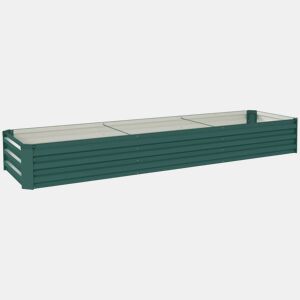 Outsunny Floreira Exterior Grande Retangular em Aço Galvanizado Horta Urbana para Cultivar Plantas e Ervas Floreira com Base Aberta Resistente às Intempéries 240x60x30 cm Verde