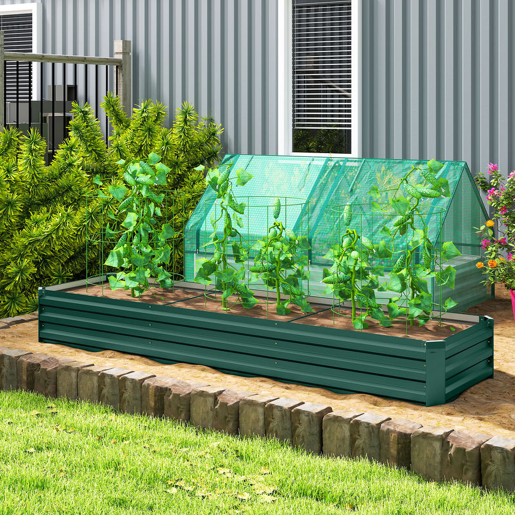 Outsunny Floreira Exterior Grande Retangular em Aço Galvanizado Horta Urbana para Cultivar Plantas e Ervas Floreira com Base Aberta Resistente às Intempéries 240x60x30 cm Verde