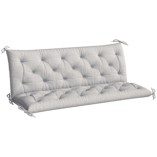 Outsunny Almofada para Banco de Jardim com Encosto 150x98x8 cm Colchão de Banco de 3 Lugares para Interior e Exterior com Enchimento Espesso e Fitas de Fixação para Baloiço, Terraço Varanda Cinza Claro