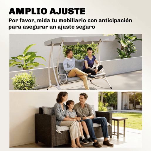 Outsunny Almofada para Banco de Jardim com Encosto 150x98x8 cm Colchão de Banco de 3 Lugares para Interior e Exterior com Enchimento Espesso e Fitas de Fixação para Baloiço, Terraço Varanda Cinza Claro