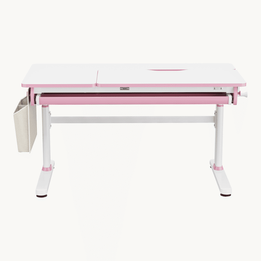 Secretária infantil Kuosa regulável em altura aço 120x60 cm rosa  branco en.casa