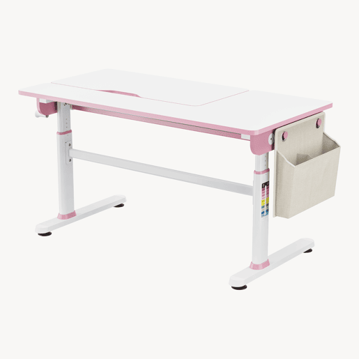 Secretária infantil Kuosa regulável em altura aço 120x60 cm rosa  branco en.casa