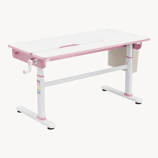Secretária infantil Kuosa regulável em altura aço 120x60 cm rosa  branco en.casa