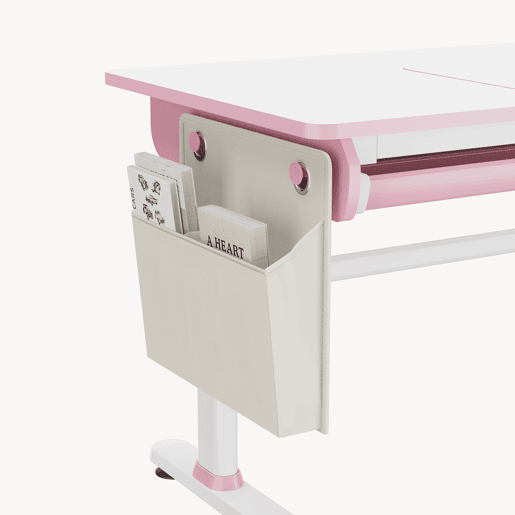 Secretária infantil Kuosa regulável em altura aço 120x60 cm rosa  branco en.casa