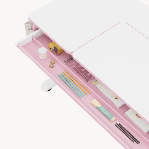 Secretária infantil Kuosa regulável em altura aço 120x60 cm rosa  branco en.casa