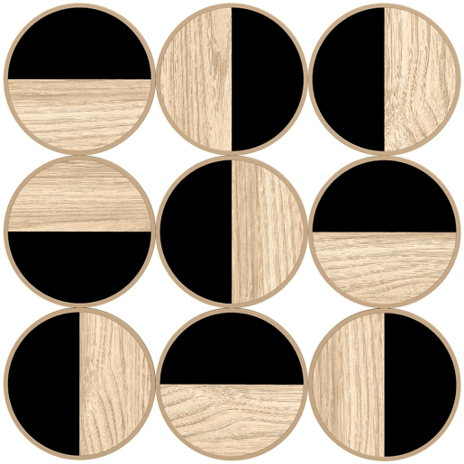 HOMCOM Quadro Decorativo de Parede Geométrico Decoração de Parede Moderno 3D 60x60 cm Quadro de Parede com Espelho de Plástico Estrutura Metálica Preto e Madeira