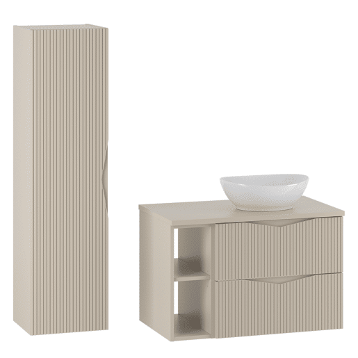 Móvel de lavatório individual Tao Cachemire 80cm 2 nichos e pedestal