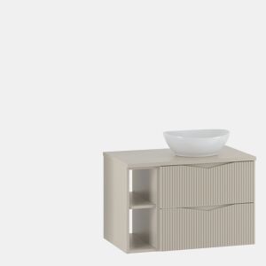 Móvel de lavatório individual Tao Cachemire 80cm 2 nichos e pedestal