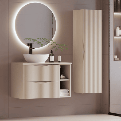 Móvel de lavatório individual Tao Cachemire 80cm 2 nichos e pedestal