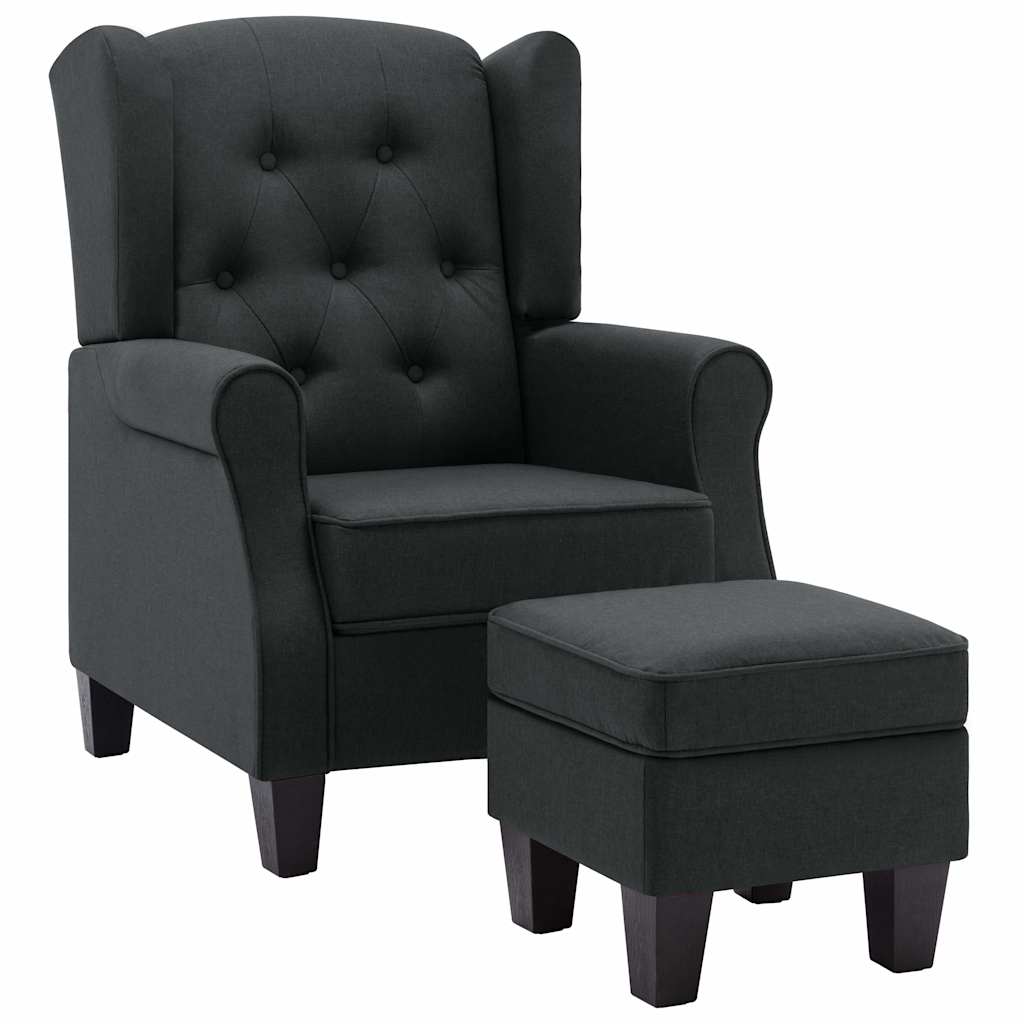 Vidaxl sillón con reposapiés tela gris oscuro