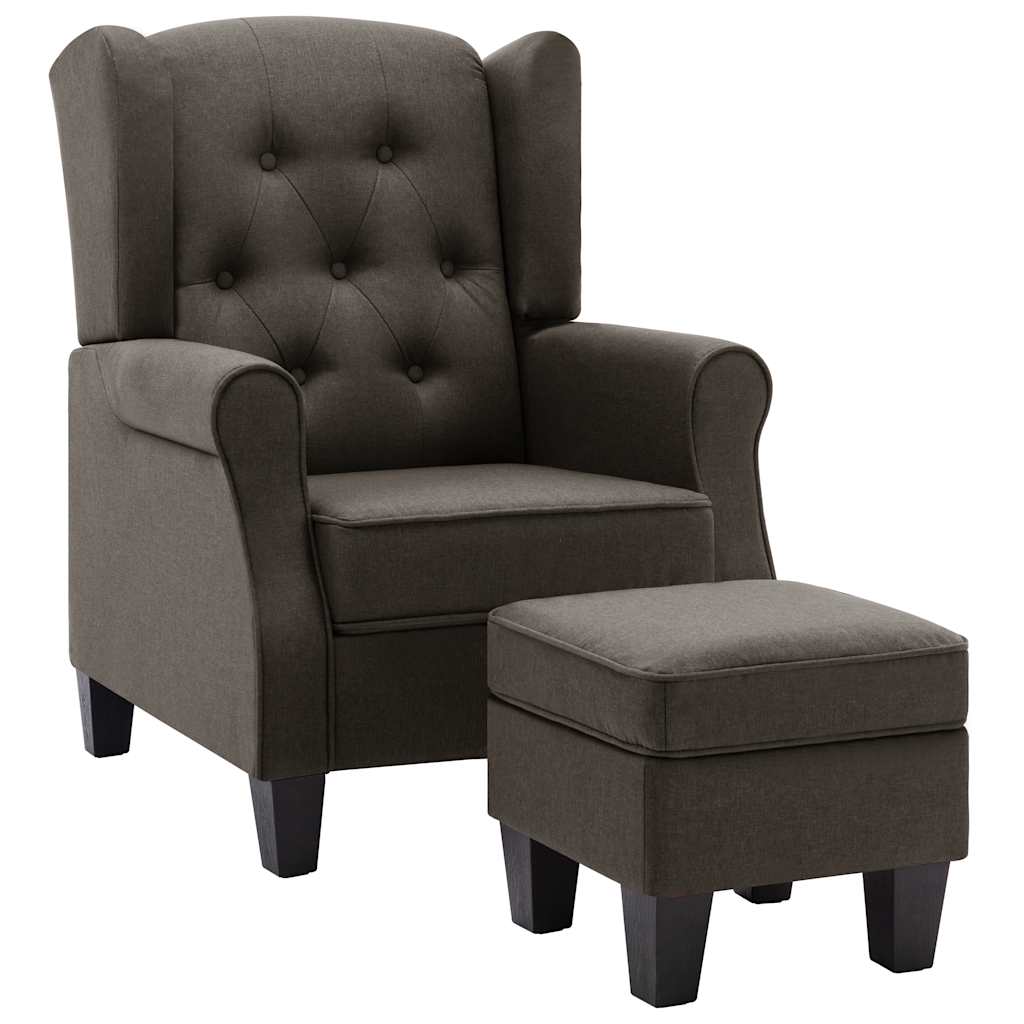 Vidaxl sillón con reposapiés de tela gris taupe